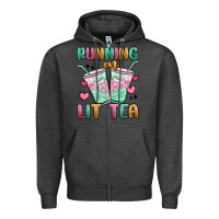 Charcoal Heather running on lit tea Zipper Hoodie - MaliasSmallBusiness