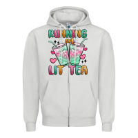 Dove Grey running on lit tea Zipper Hoodie - MaliasSmallBusiness
