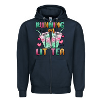 Navy running on lit tea Zipper Hoodie - MaliasSmallBusiness