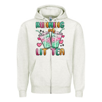 Oatmeal Heather running on lit tea Zipper Hoodie - MaliasSmallBusiness