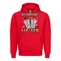 Red running on lit tea Zipper Hoodie - MaliasSmallBusiness