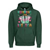 Sports Green running on lit tea Zipper Hoodie - MaliasSmallBusiness