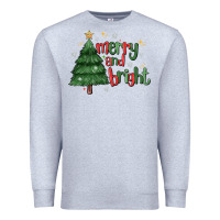 Heather Grey Merry And Bright Premium Sweatshirt - MaliasSmallBusiness