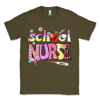 Army Green school nurse Classic Tee - BundleAndBundleShop
