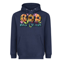 Navy god is my refuge and strength Heavyweight Hoodie - MaliasSmallBusiness
