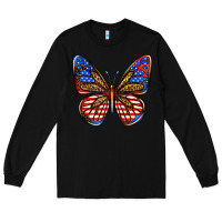 Black 4th of july butterfly Long Sleeve Tee - BundleAndBundleShop