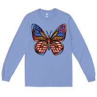 Colony Blue 4th of july butterfly Long Sleeve Tee - BundleAndBundleShop