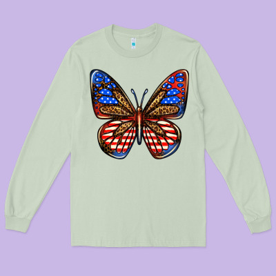4th Of July Butterfly Long Sleeve Tee Designed By Bundleandbundleshop