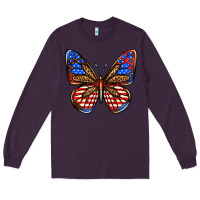 Plum 4th of july butterfly Long Sleeve Tee - BundleAndBundleShop