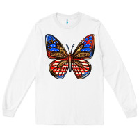 White 4th of july butterfly Long Sleeve Tee - BundleAndBundleShop
