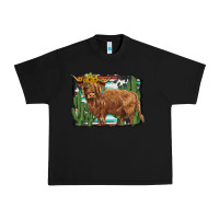 Black western cactus highland cow Urban Heavy Tee - BarkalooDesign