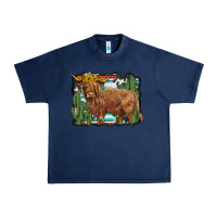 Navy western cactus highland cow Urban Heavy Tee - BarkalooDesign
