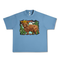 Pebble Blue western cactus highland cow Urban Heavy Tee - BarkalooDesign