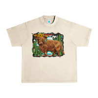 Sandshell western cactus highland cow Urban Heavy Tee - BarkalooDesign