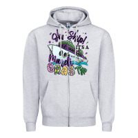 Heather Grey oh ship it's a mardi gras trip Zipper Hoodie - MaliasSmallBusiness