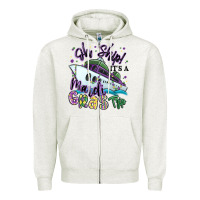 Oatmeal Heather oh ship it's a mardi gras trip Zipper Hoodie - MaliasSmallBusiness