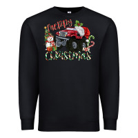 Black Merry Christmas Monster Truck Premium Sweatshirt - MaliasSmallBusiness