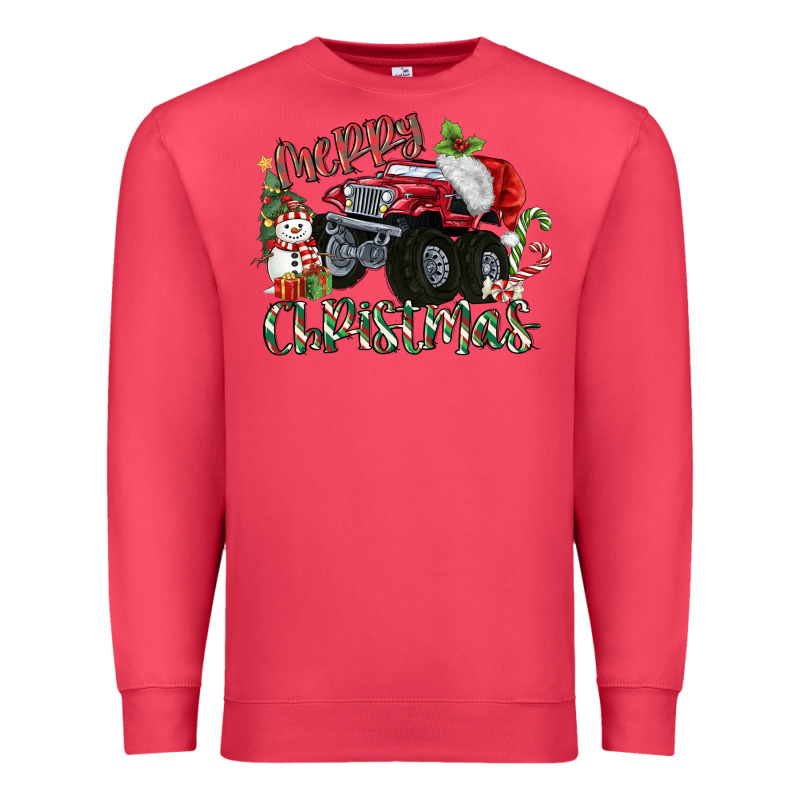 Merry Christmas Monster Truck Premium Sweatshirt by MaliasSmallBusiness | Teevron