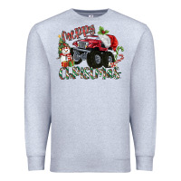 Heather Grey Merry Christmas Monster Truck Premium Sweatshirt - MaliasSmallBusiness