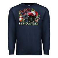 Navy Merry Christmas Monster Truck Premium Sweatshirt - MaliasSmallBusiness