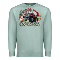 Seafoam Merry Christmas Monster Truck Premium Sweatshirt - MaliasSmallBusiness