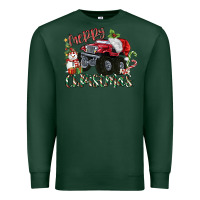 Sports Green Merry Christmas Monster Truck Premium Sweatshirt - MaliasSmallBusiness