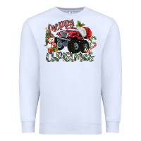 White Merry Christmas Monster Truck Premium Sweatshirt - MaliasSmallBusiness