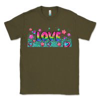 Army Green lgbt love with hearts and stars Classic Tee - AdoDesignShop