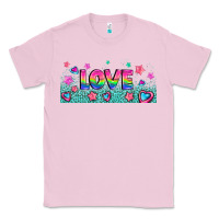 Bubblegum Pink lgbt love with hearts and stars Classic Tee - AdoDesignShop