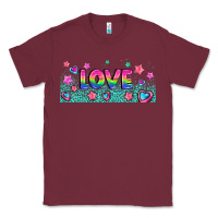 Burgundy lgbt love with hearts and stars Classic Tee - AdoDesignShop