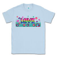 Dusty Blue lgbt love with hearts and stars Classic Tee - AdoDesignShop