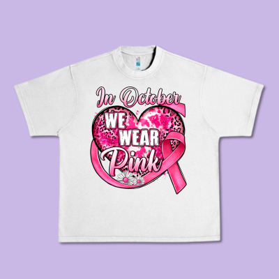 In October We Wear Pink Heart Urban Heavy Tee Designed By Jahusdesignshop