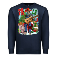 Navy Fa la la la skeleton farm Premium Sweatshirt - NancyCooperArtShop