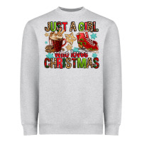 Heather Grey just a girl who loves christmas Heavyweight Sweatshirt - FaDigitalArtStudio