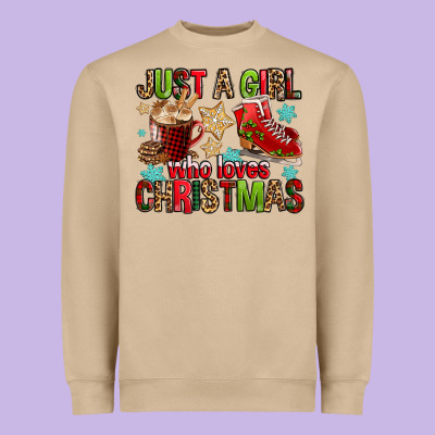 Just A Girl Who Loves Christmas Heavyweight Sweatshirt Designed By Fadigitalartstudio