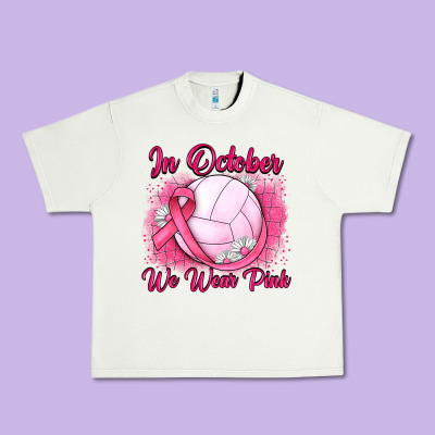 In October We Wear Pink Breast Cancer Valleybal Urban Heavy Tee Designed By Jahusdesignshop