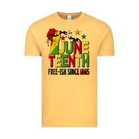 Vintage Mustard juneteenth fist free ish since 1865 Vintage Tee - HRA Design Shop