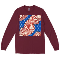 Burgundy american flag seamless pattern Long Sleeve Tee - BundleAndBundleShop
