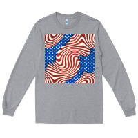 Heather Grey american flag seamless pattern Long Sleeve Tee - BundleAndBundleShop