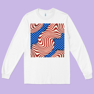 American Flag Seamless Pattern Long Sleeve Tee Designed By Bundleandbundleshop