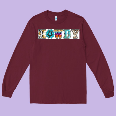 Howdy Long Sleeve Tee Designed By Adodesignshop