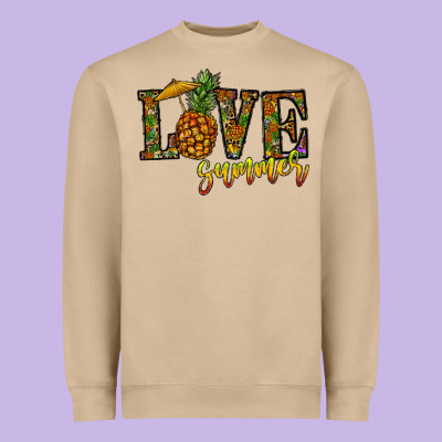 Love Summer Pinapple Heavyweight Sweatshirt Designed By Cowhidedigitalart