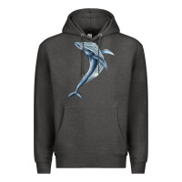 Charcoal Heather humpback whale jumping Premium Hoodie - BarkalooDesign