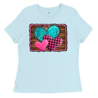 Baby Blue valentine's day hearts turquoise heart Ladies Tee - AdoDesignShop