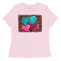 Bubblegum Pink valentine's day hearts turquoise heart Ladies Tee - AdoDesignShop