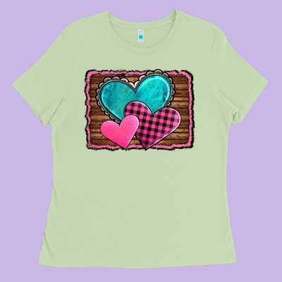 Valentine's Day Hearts Turquoise Heart Ladies Tee Designed By Adodesignshop