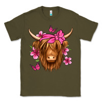 Army Green floral pink bandana longhaired cow Classic Tee - Jasminsmagicworld