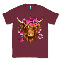 Burgundy floral pink bandana longhaired cow Classic Tee - Jasminsmagicworld