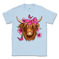 Dusty Blue floral pink bandana longhaired cow Classic Tee - Jasminsmagicworld