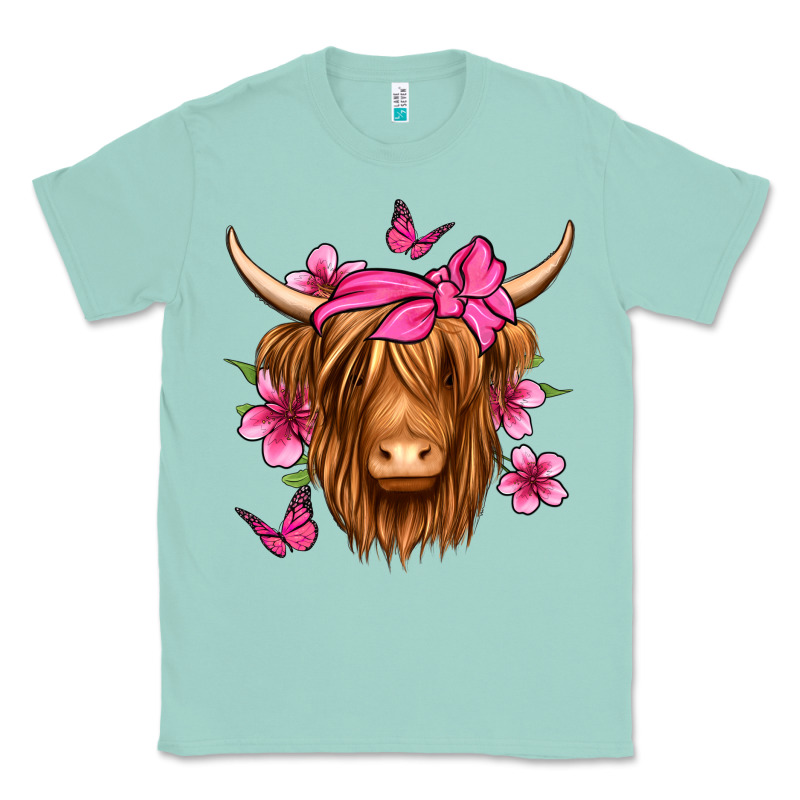 Floral Pink Bandana Longhaired Cow Classic Tee by Jasminsmagicworld | Teevron